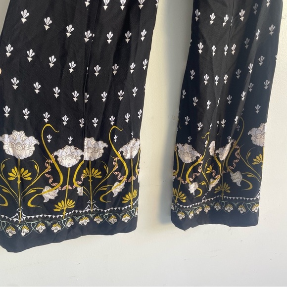By Anthropologie floral wide leg pants black 22638 - Picture 5 of 13